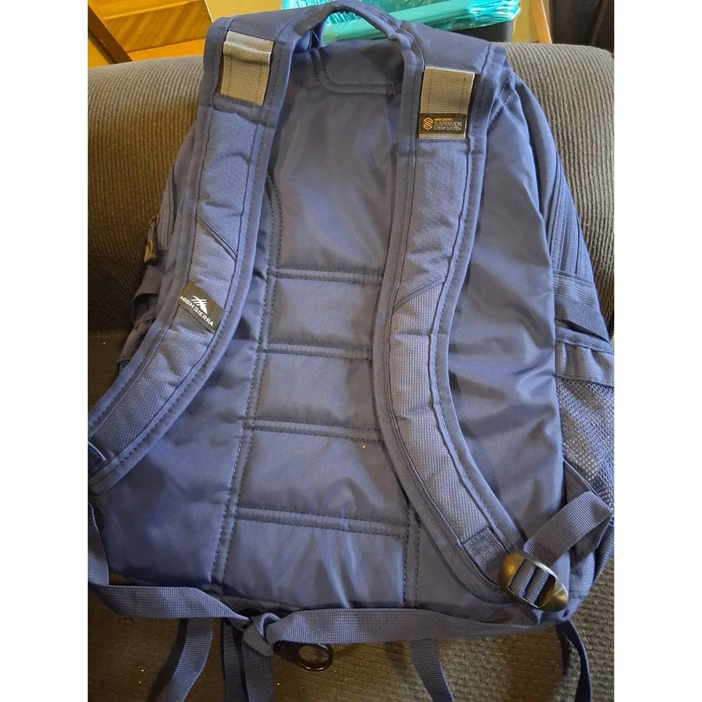 High Sierra Backpack Blue  Padded Strap System‎ Hiking Camping Travel Bag